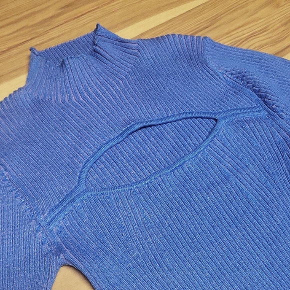 French Connection Blue Ribbed Sweater - Picture 3 of 5